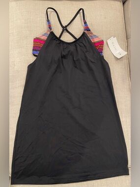 NWT Athleta Capri Stripe Blousy black Tankini Swim Dress W sz 36 B/C approx M